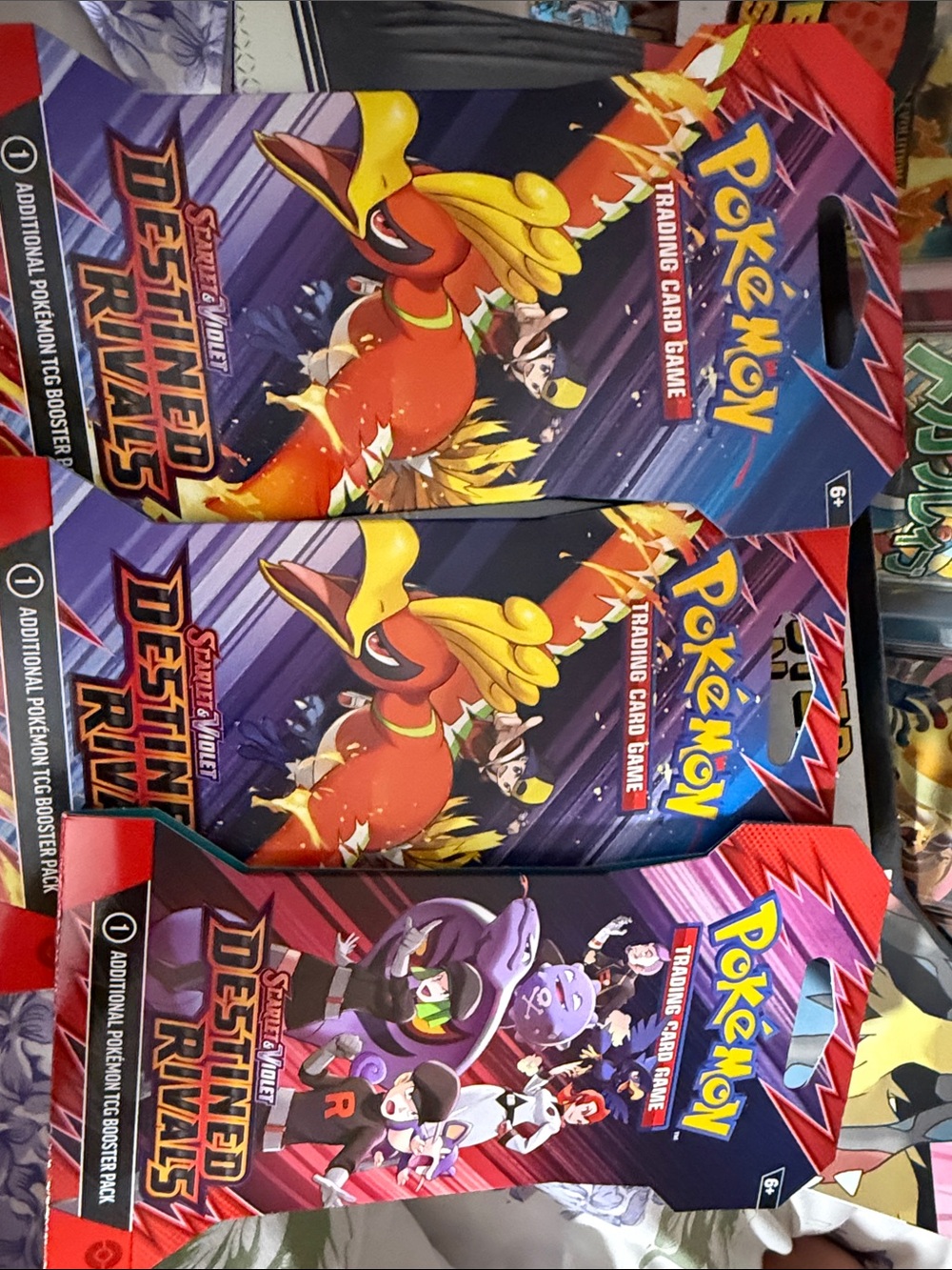 Pokemon Destined Rivals Booster Packs - Red, Yellow, Purple, Blue